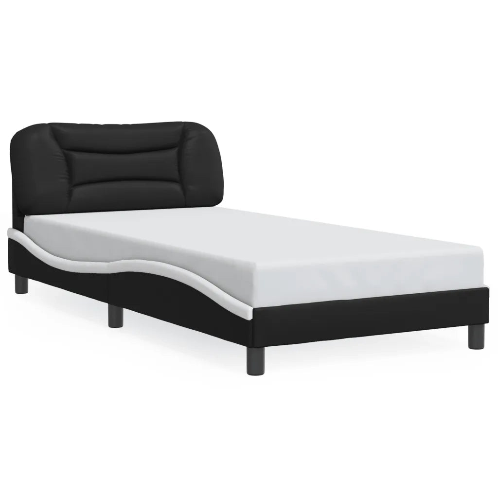 Giroletto con LED senza Materasso-Struttura Letto Hvar Nero e Bianco 100x200 cm
