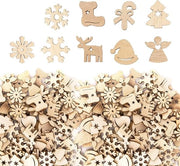 Decorazioni per albero di Natale 100 pezzi - Legno - Fai da te - 9 stili - Decorazioni per albero di Natale - Renditore, angelo, stivali, fiocchi di neve hanger - Stile casuale