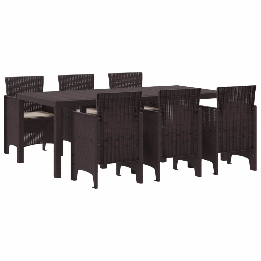 Set da Pranzo per Giardino 7 pcs Marrone Polipropilene 3378718