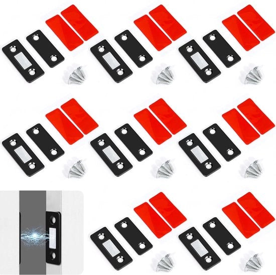 Chiusura magnetica premium per porte e cassetti in acciaio inossidabile - 8 pezzi neri
