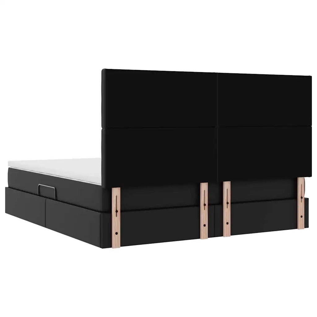 Letto con Contenitore Nero 160 x 200 cm Pelle Sintetica 3371673