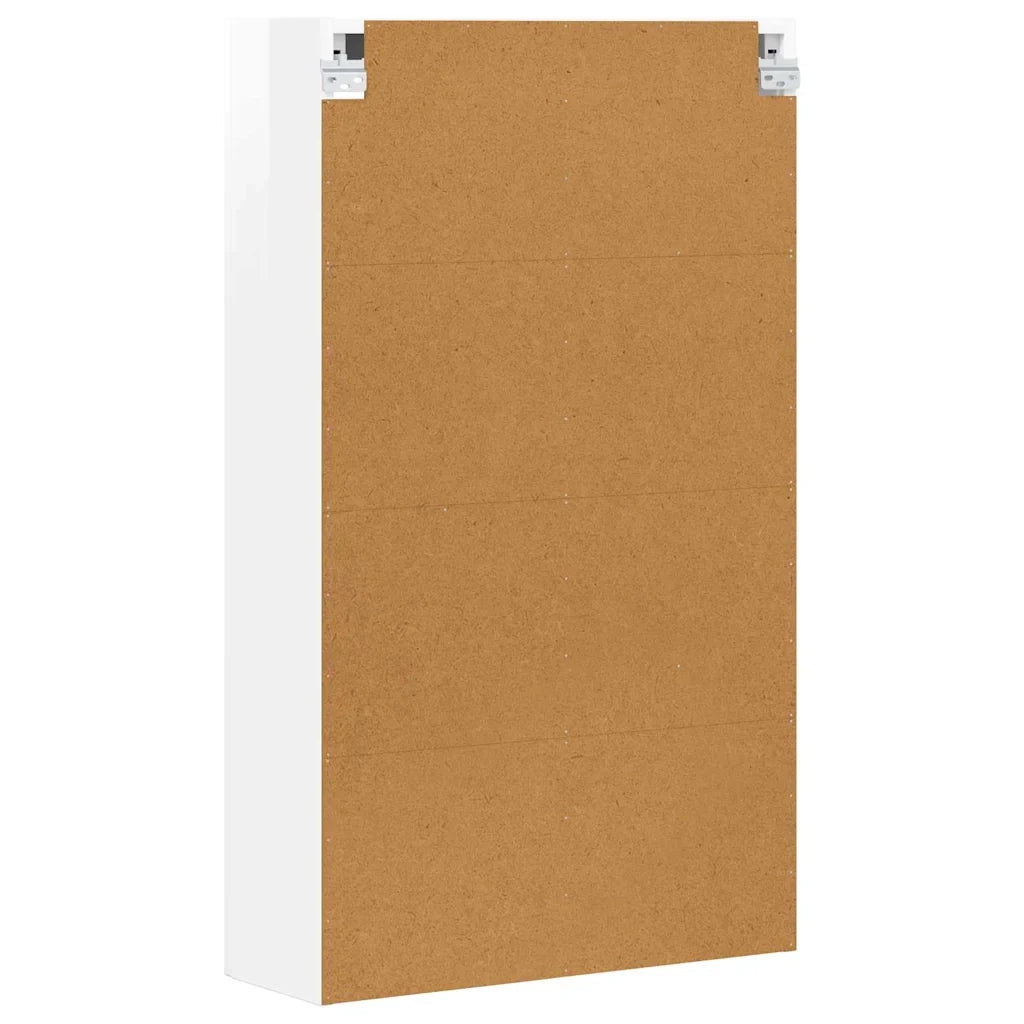 Mobiletto a parete moderno con ripiani 59 x 20 x 100 cm ampio spazio contenitivo legno composito bianco lucido 02_0054795