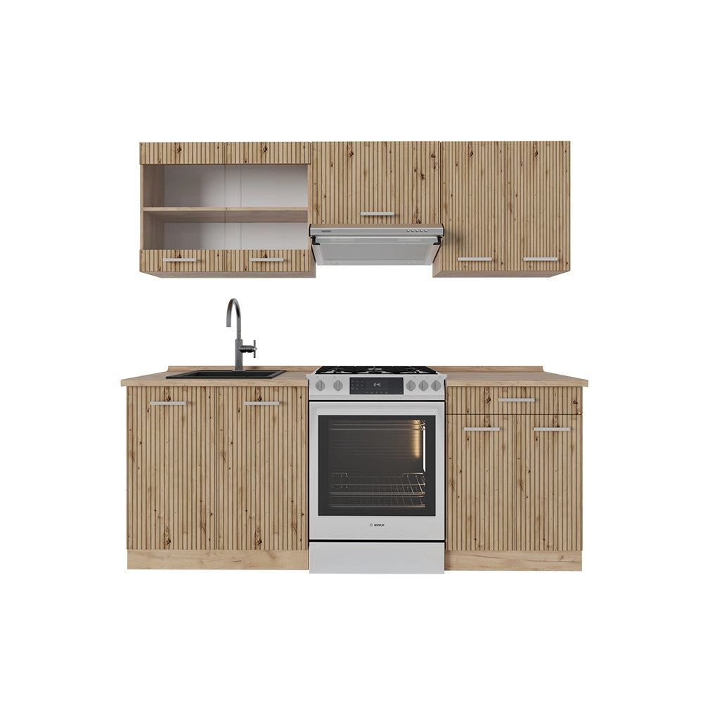 Vicco Cucina componibile Rovere artigianale/rovere Goldkraft 200 cm senza piano di lavoro