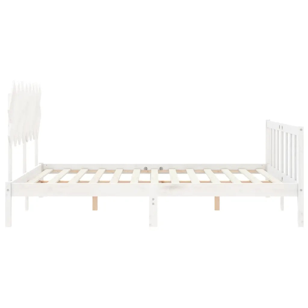 Giroletto senza Materasso-Struttura Letto Bianco 160x200 cm Legno Massello Pino 656739