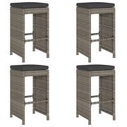 Sgabelli da Bar con Cuscini 4 pz Grigi in Polyrattan CFW3862309