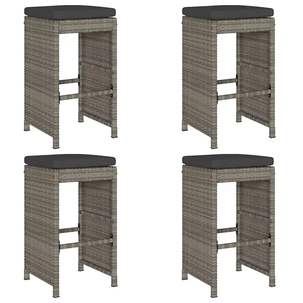 Sgabelli da Bar con Cuscini 4 pz Grigi in Polyrattan CFW3862309