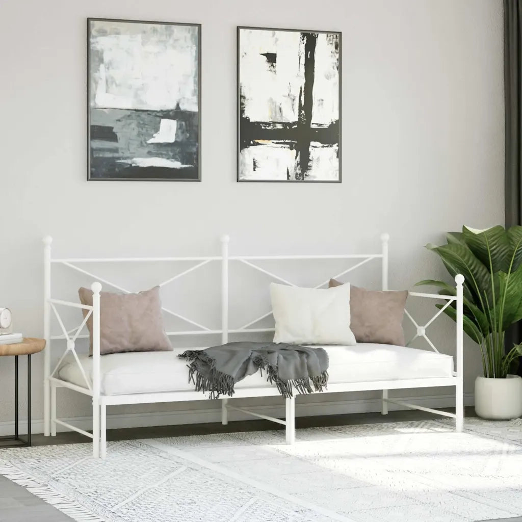 Divano Letto Estraibile senza Materasso Bianco 75x190cm Acciaio 4104686