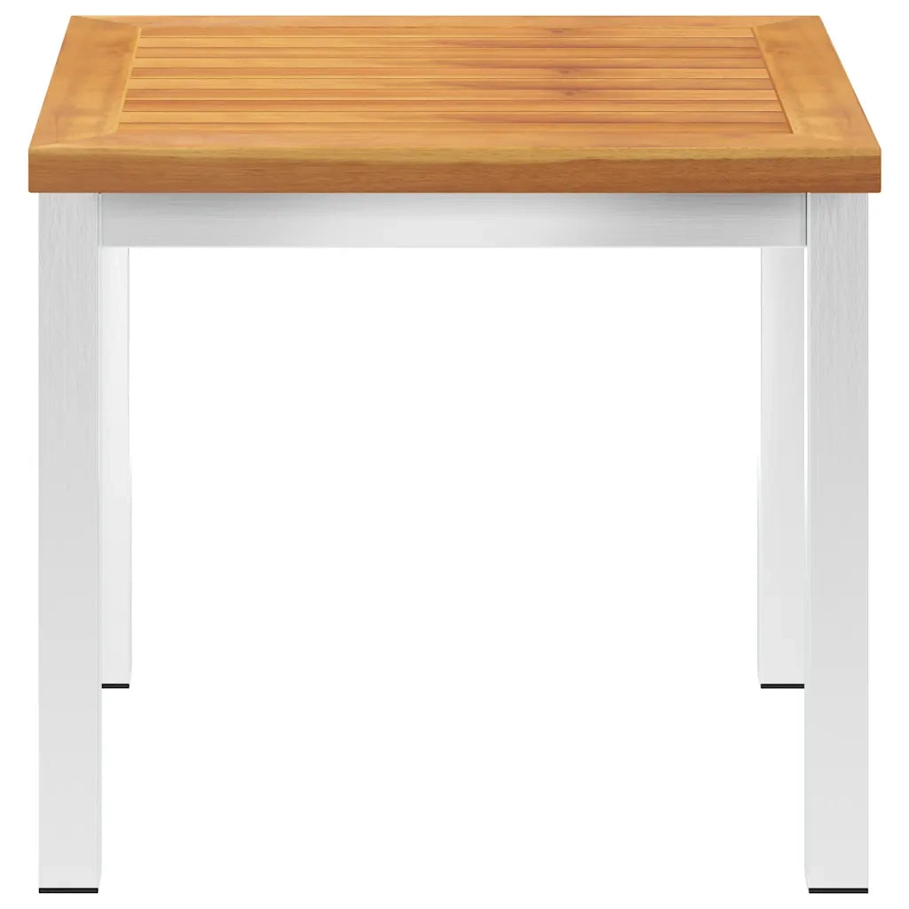 Tavolino da Giardino | Tavolino da esterno 45x45x38cm in Legno Acacia e Acciaio Inox