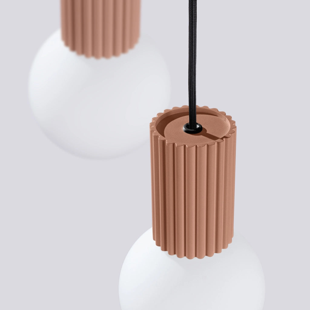 Lampada sospensione SFERA 3 luci vetro bianco mocca G9