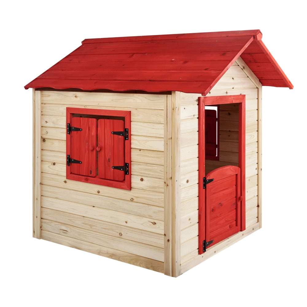 Casetta da giardino in legno d'abete Luce all'aperto Casetta per bambini Tetto rosso Casa per bambini