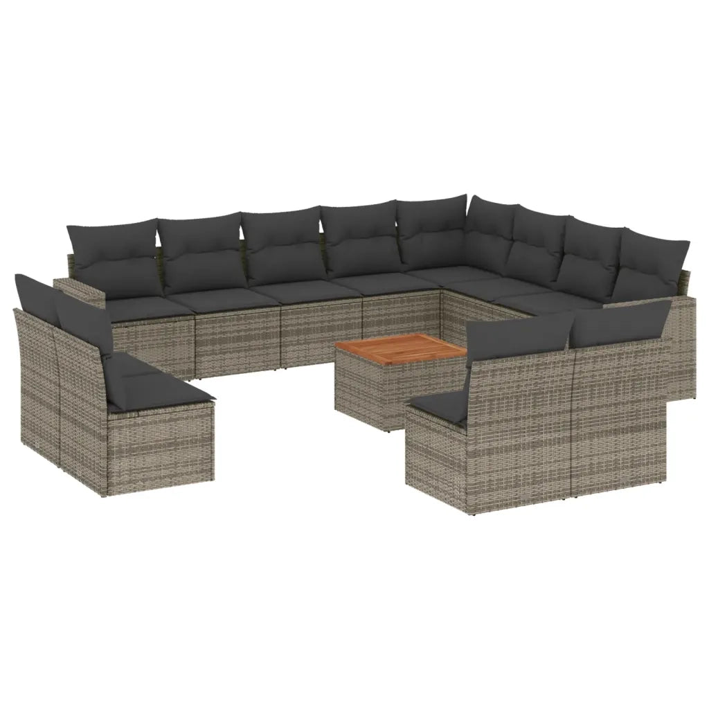 Set Divani da Giardino 13 pz con Cuscini Grigio in Polyrattan 3224373