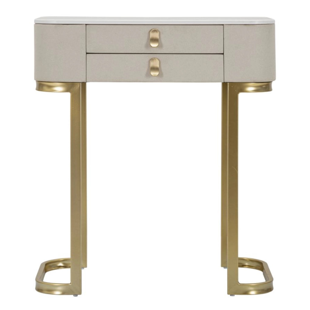 Console Beauty 2 cassetti in legno crema con gambe dorate