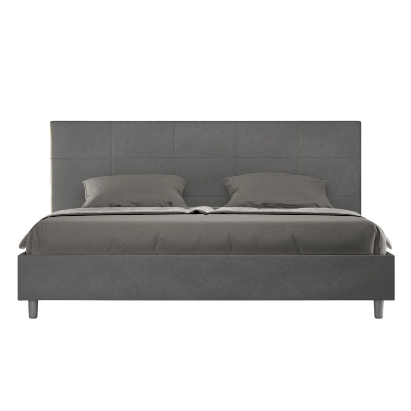 Letto imbottito Matrimoniale 190x190 cm Mika - Con rete,Microfibra,Grigio