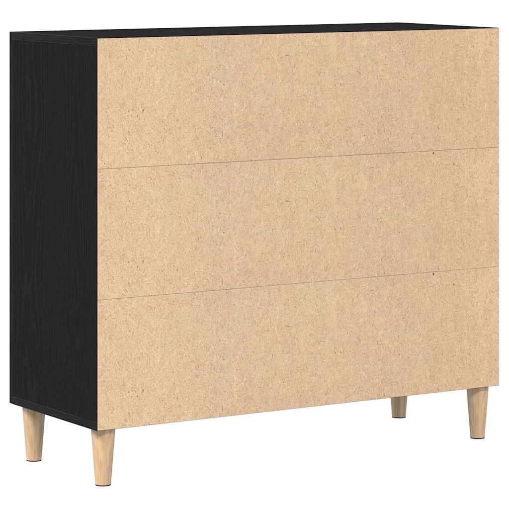 Credenza Rovere Nero 90 x 34 x 80 cm Legno multistrato 862761