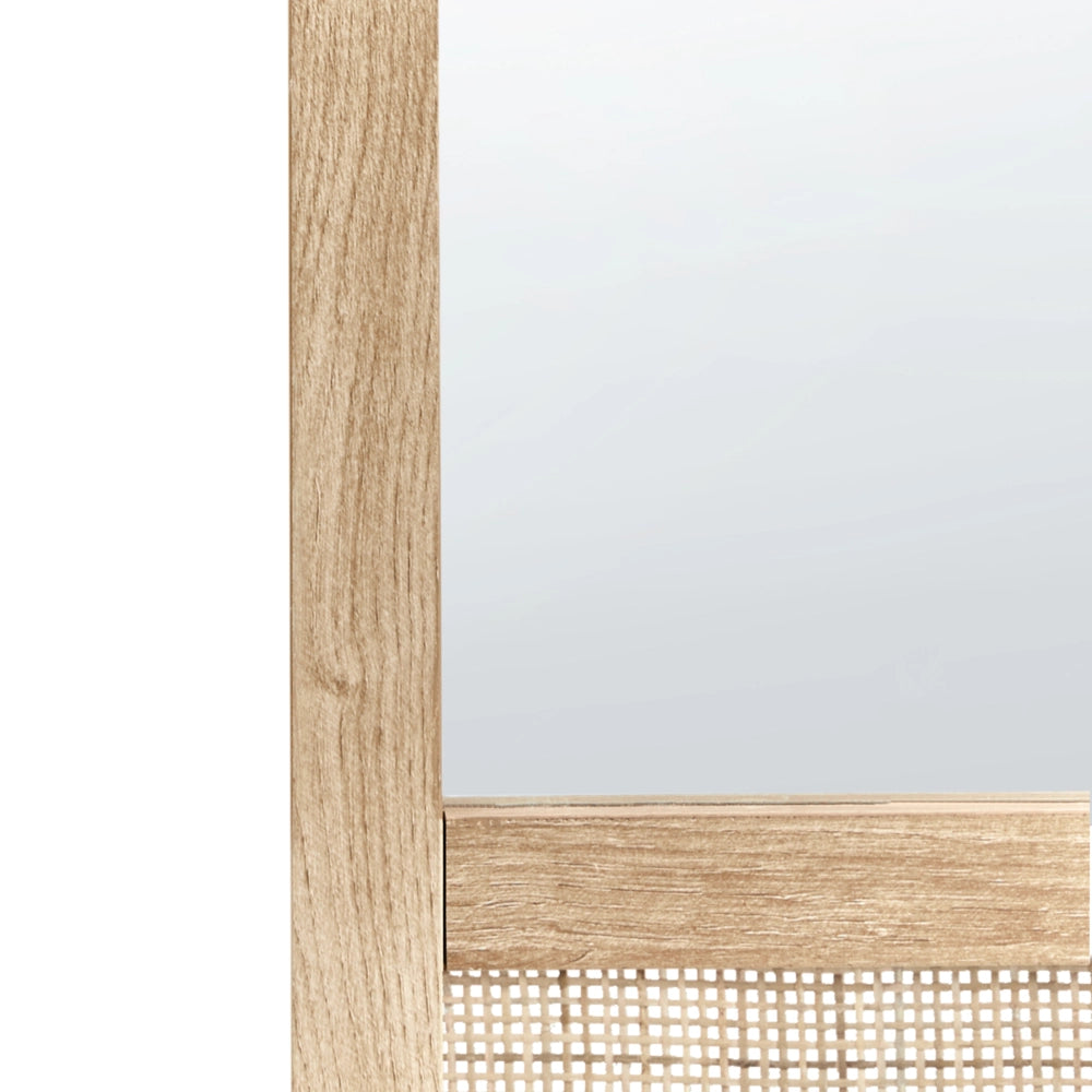 Specchio da parete in particelle di legno chiaro Rattan 60 x 60 cm Quadrato Accento decorativo Stile scandinavo