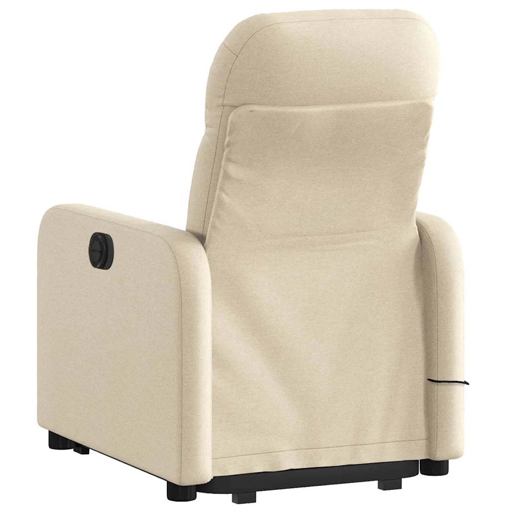 Poltrona Alzapersona Massaggiante | Sedia Relax Reclinabile Crema in Tessuto