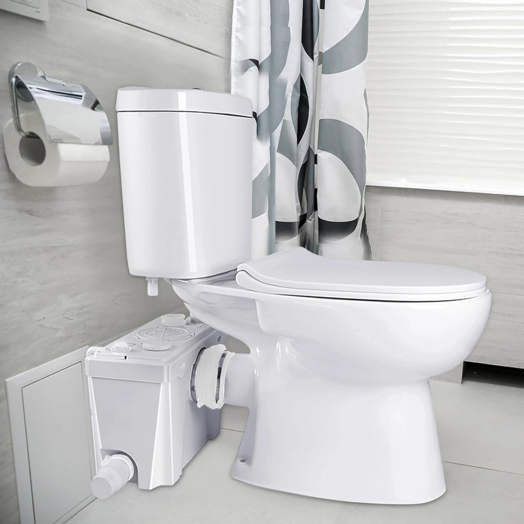 Impianto di sollevamento, 700 W, pompa sanitaria, 180 l/min, impianto di sollevamento piccolo, pompa per feci con filtro ai carboni attivi, lame in acciaio inox e 3 ingressi per WC, lavandino e
