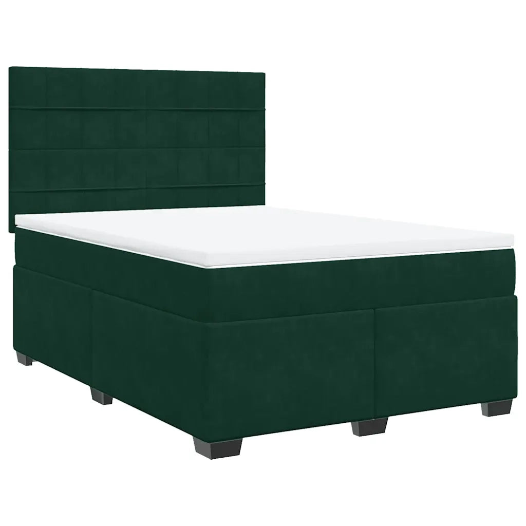 Giroletto a Molle con Materasso Verde Scuro 160x200 cm Velluto