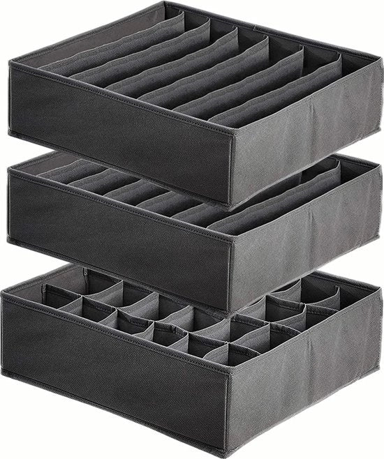 Pacco di 2 Organizzatori di Carico 7 celle Pieghevoli per Intimo + 1 pezzo di 24 celle Cassetti per Calze, Organizzatore di Carico per la Conservazione, Divisore, Camera da Letto Casa