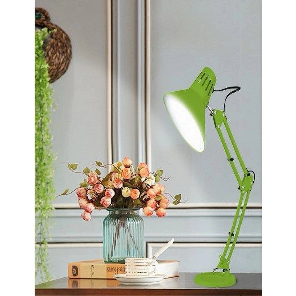 Trade Shop - Lampada Da Scrivania Con Braccio Snodabile Attacco E27 Luce Tavolo Per Ufficio - Verde