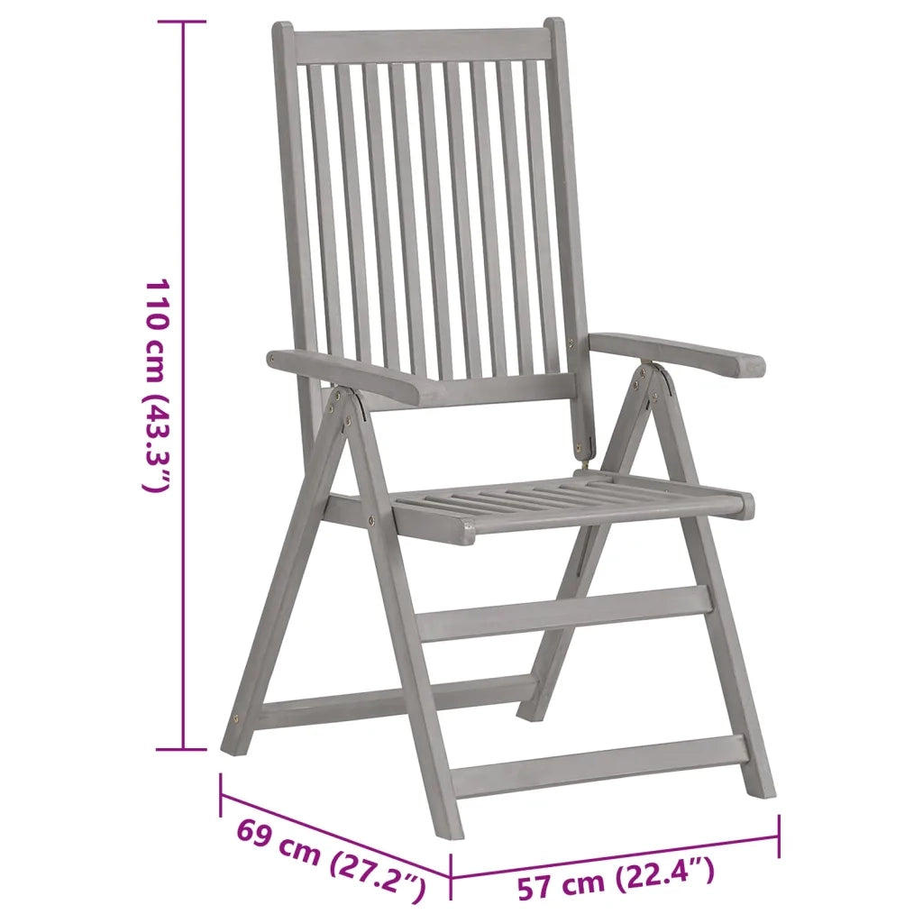 Sedie da Giardino Reclinabili 4 pz con Cuscini Massello Acacia 3065378