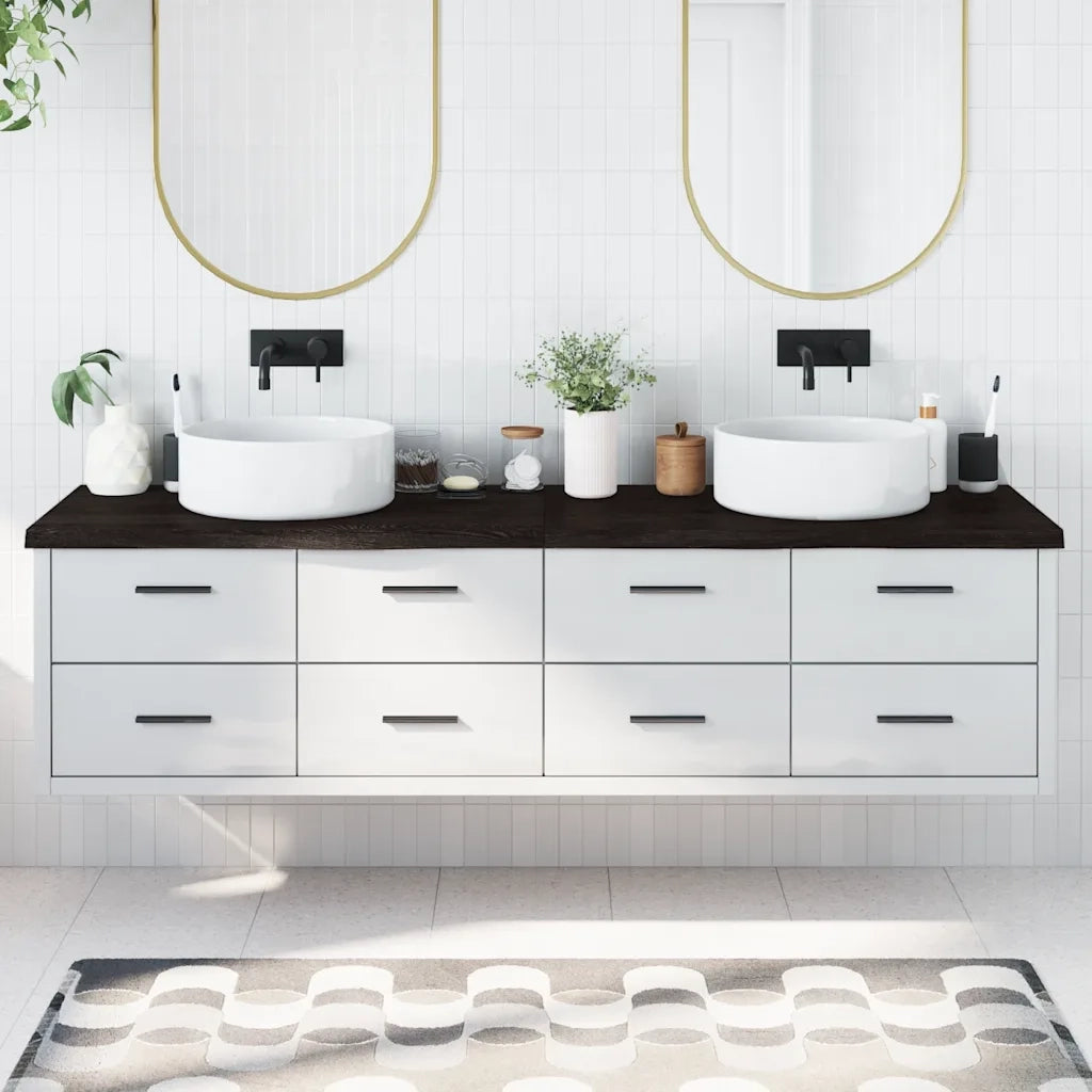 Piano Bagno Marrone Scuro 200x50x(2-4)cm Legno Trattatocod mxl 119838