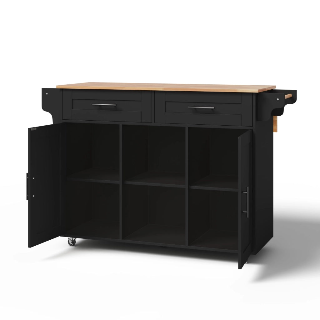 Isola Cucina Multifunzionale con Piano Pieghevole ¨C MINIMAL ¨C 145x45x94,5 cm, Ripiani, Rotelle