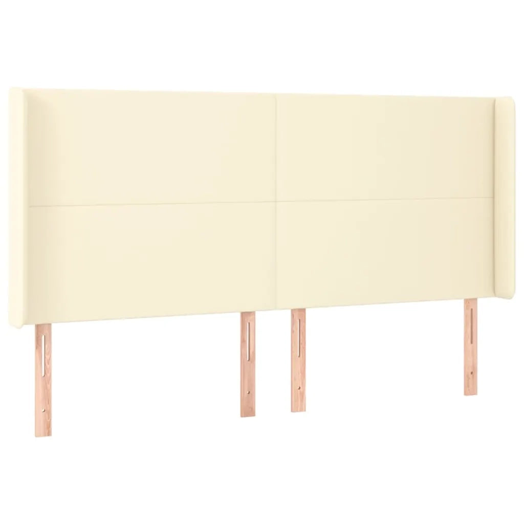 Testiera ad Orecchio Crema 203x16x118/128 cm in Similpelle
