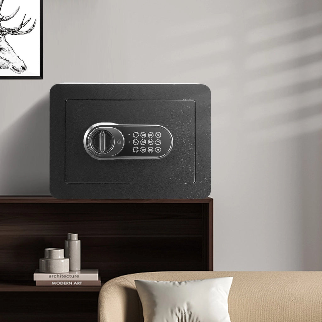 Cassaforte Digitale 14L Modello SS-01 con Chiavi e Codice Cassetta di Sicurezza in Acciaio Nero per Casa e Ufficio