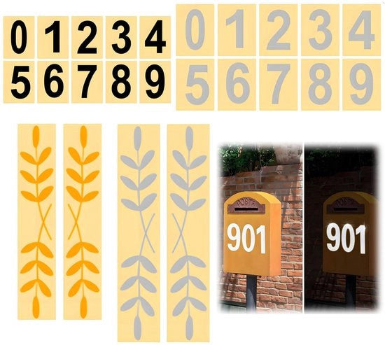 Set di etichette numeriche riflettenti - autoadesive - resistenti all'usura - etichette per numerazione della casa - set di numeri grandi 0-9
