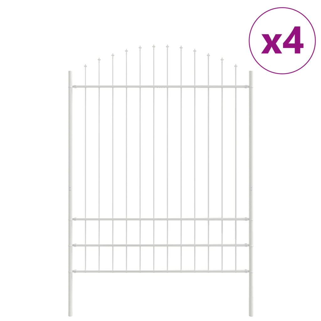 Recinzione da Giardino  con Parte Superiore a Archi Bianca 6,8x2 m Acciaio