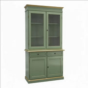 Cristalliera 2 porte shabby legno verde salvia filo oro 105x42x206 - Mobili 2G