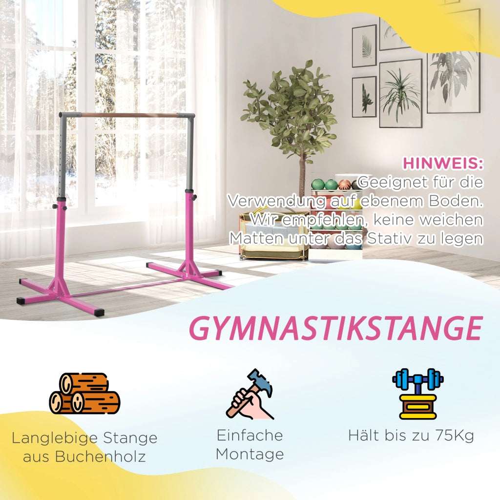 Sbarra per ginnastica bambini ¨C zephmum ¨C regolabile in altezza rosa 75 kg