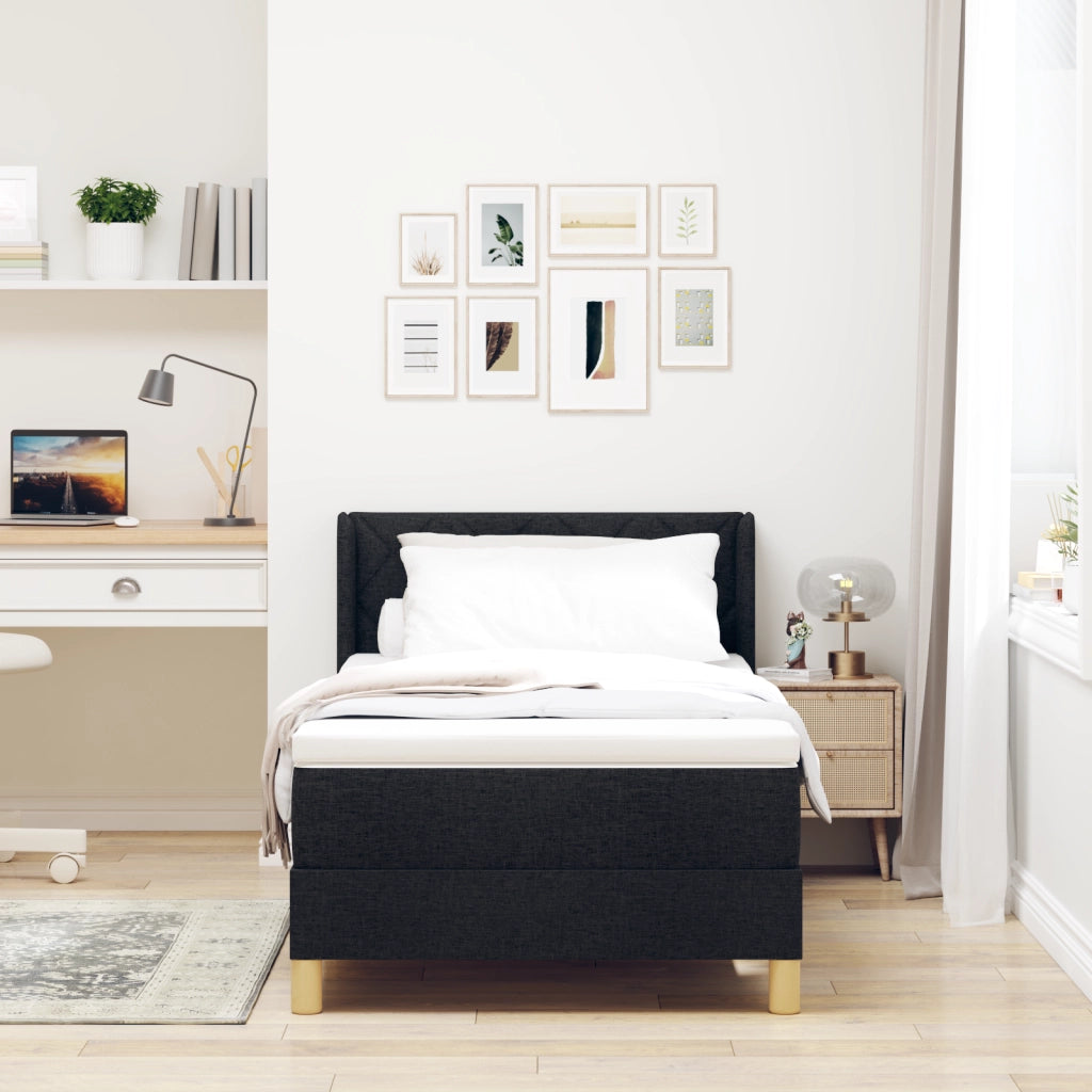 Letto Box Spring con Materasso Nero 90x200 cm