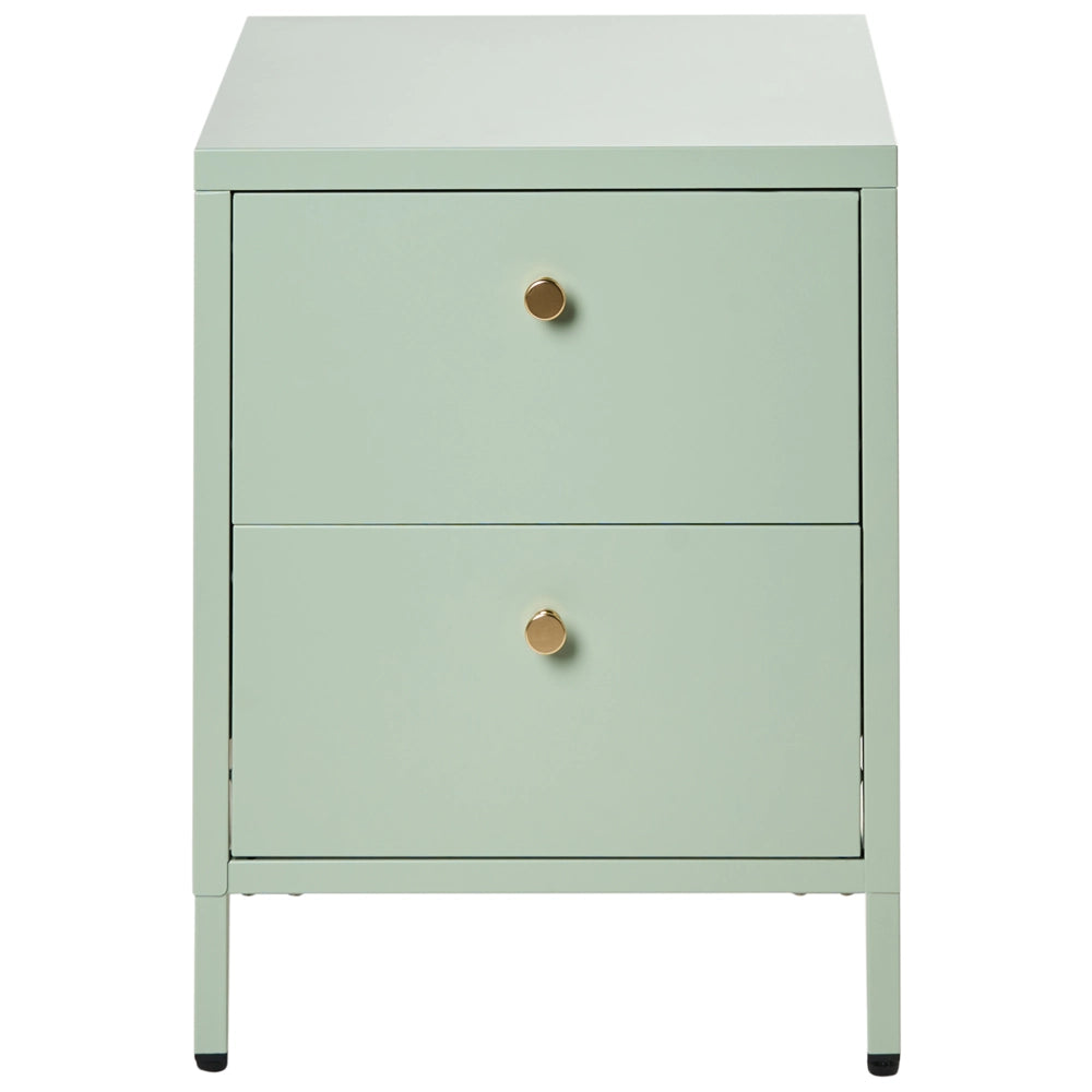 Comodino industriale moderno in acciaio 2 cassetti verde menta Design Industriale Mobili Contenitori