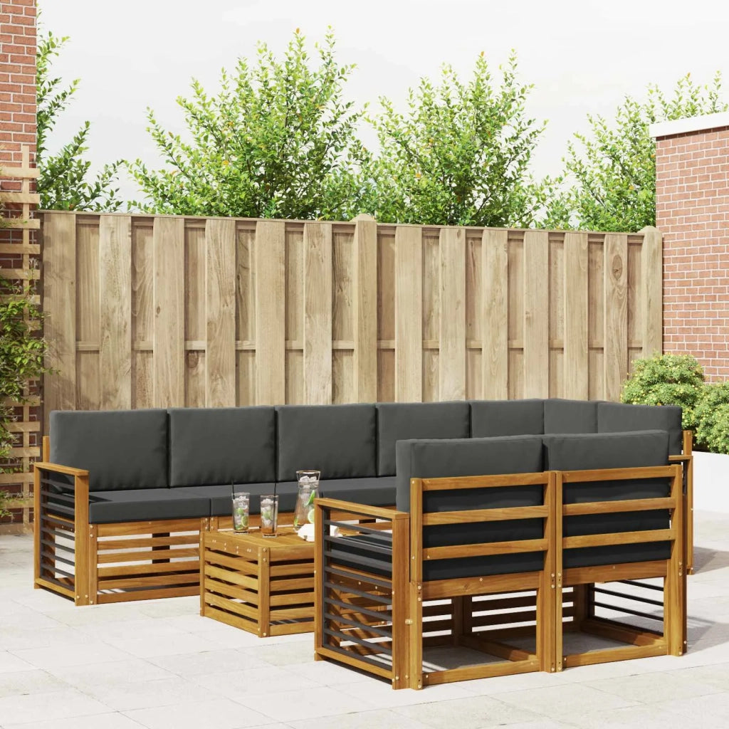 Set divani 9 pcs Naturale e Antracite Legno di Acacia Massello 3375062