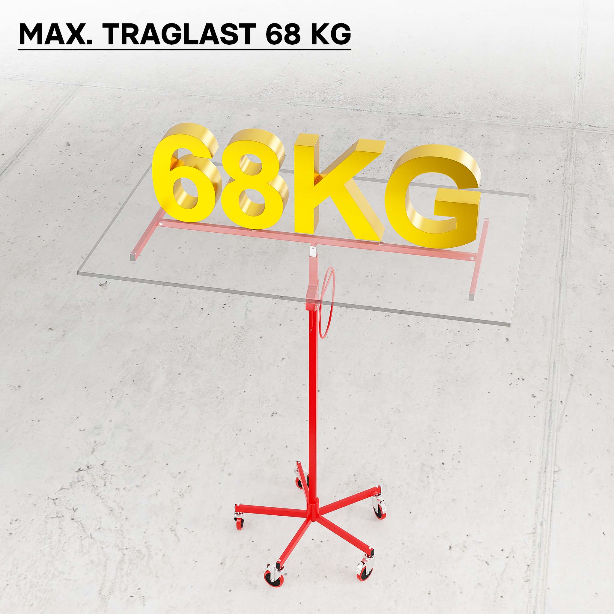 Sollevatore pannelli cartongesso max 68kg, altezza 190-330cm, Carrello Alzapannelli Alzalastre