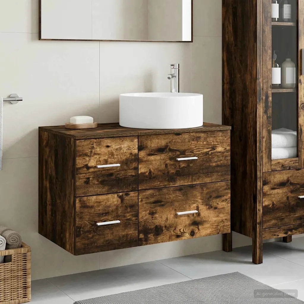 Set di mobili per il bagno 2 pz Rovere Fumo 3404012
