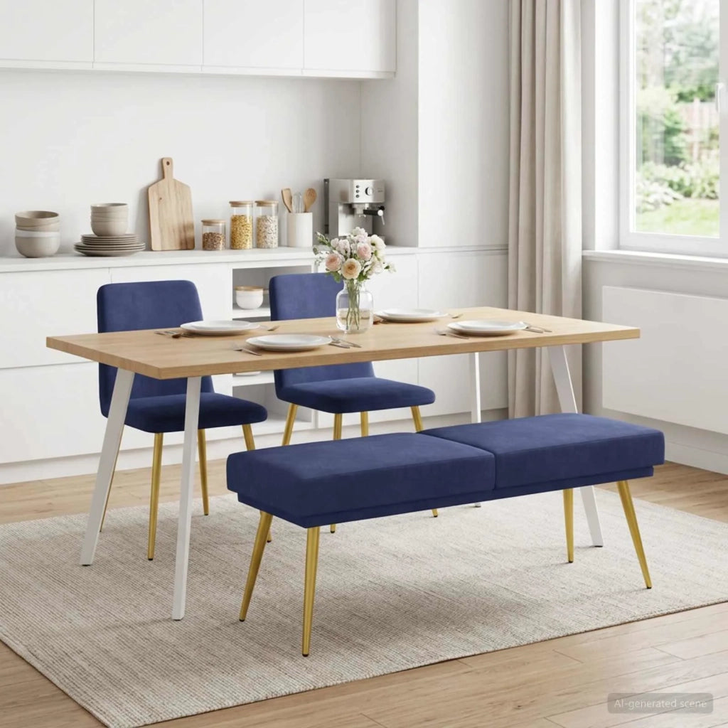 Panchina a doppio strato Blu Polizia 120 x 45 x 46 cm Velluto 42038597