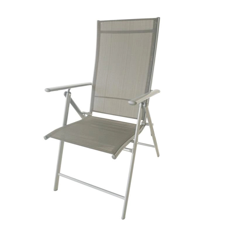 SET 2 SEDIE PIEGHEVOLI ANTIBES 7 POSIZIONI STRUTTURA IN ACCIAIO SEDUTA IN TEXTILENE COLORE ECRU 57X68X105 CM