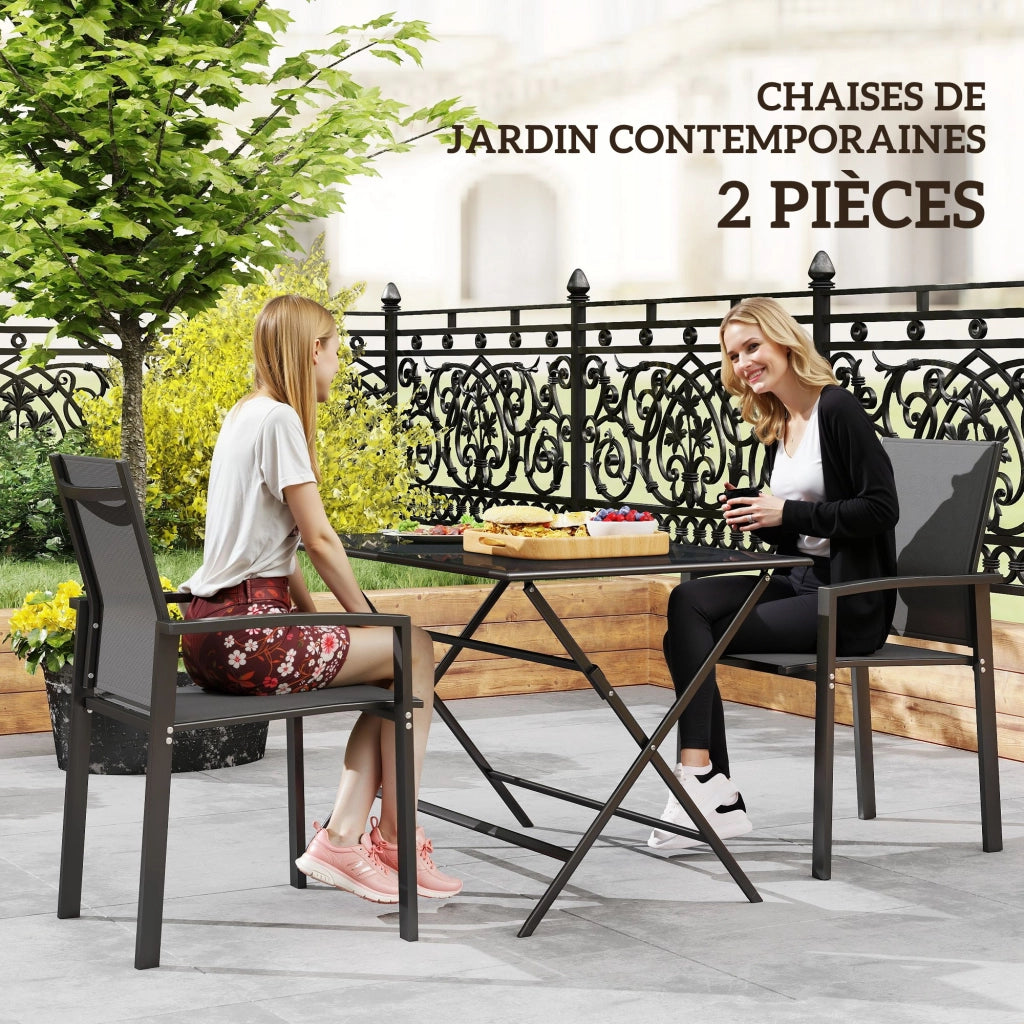 Sedia da giardino impilabile ¨C zephmum ¨C grigio scuro, alluminio, 56x58x89 cm
