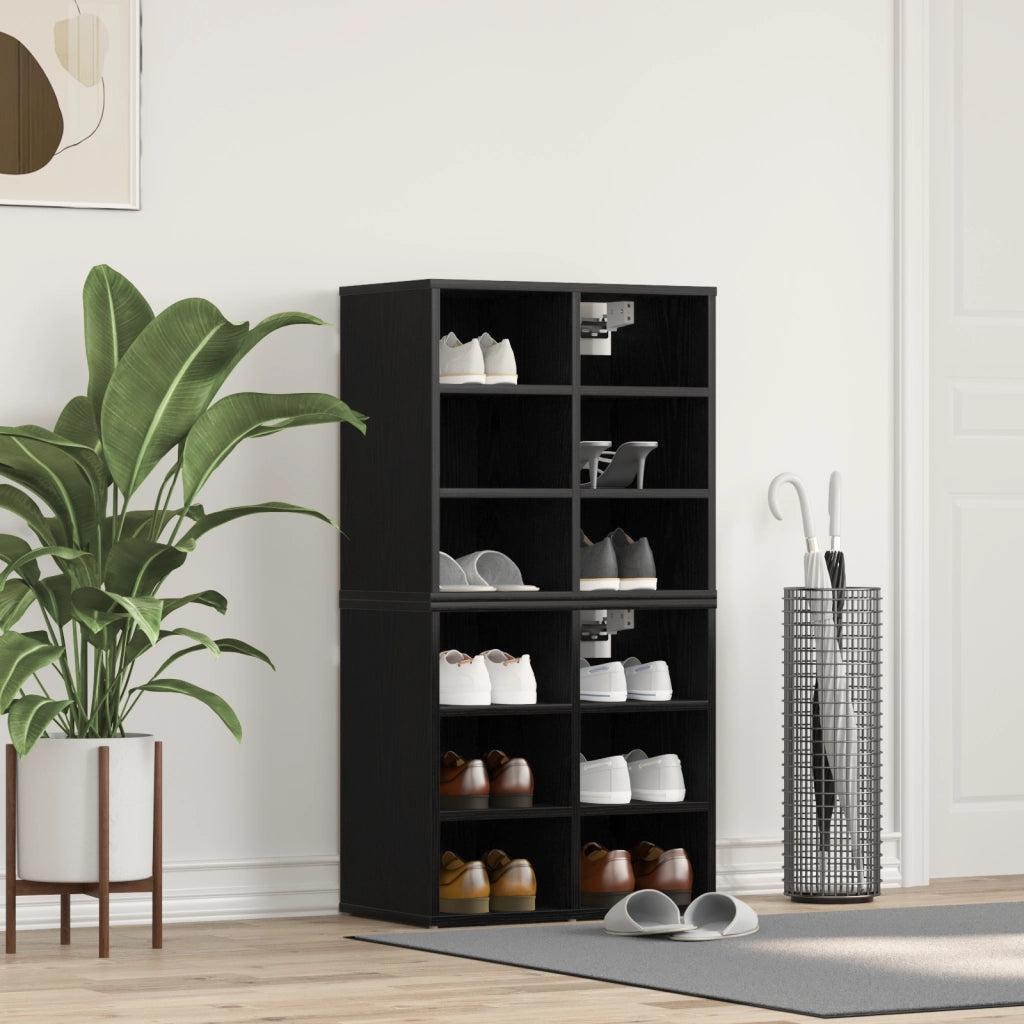 Mobile per Scarpe 2 pz Rovere Nero 52.5x30x50 cm