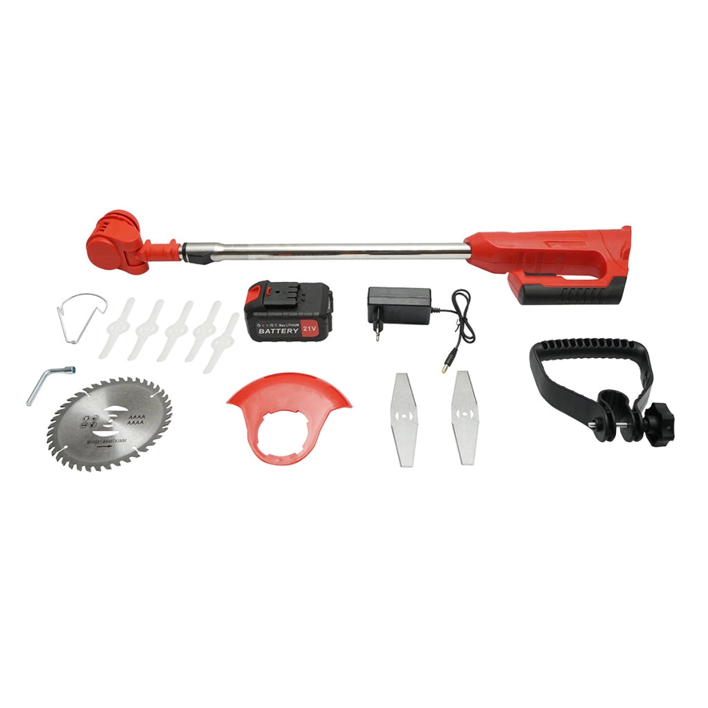 Decespugliatore elettrico estensibile da 850 W, batteria al litio da 21 V/3000 mAh, velocità 18000 giri/min, accessori inclusi