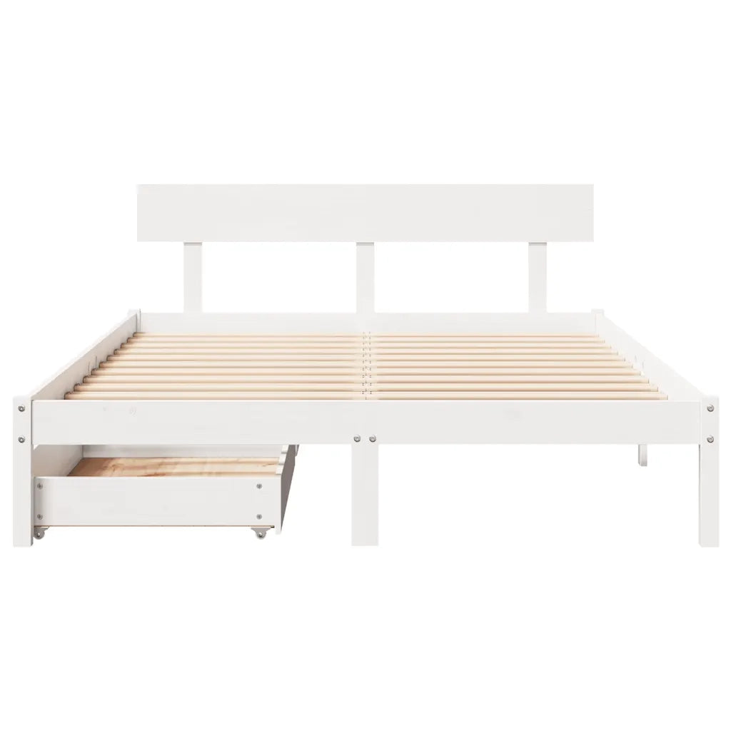 Letto senza Materasso Bianco 120x190 cm Legno Massello di Pino
