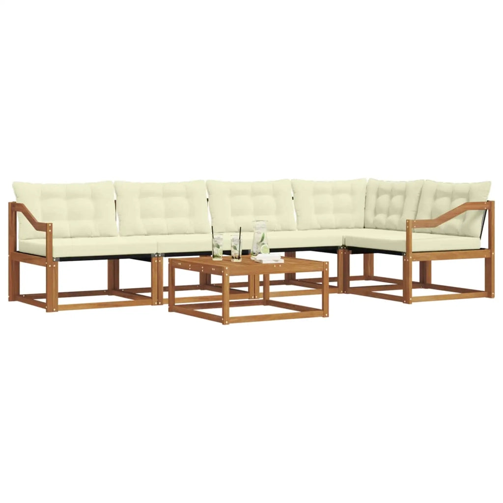 Set di divani da esterno con cuscino 6 pcs Naturale e Crema