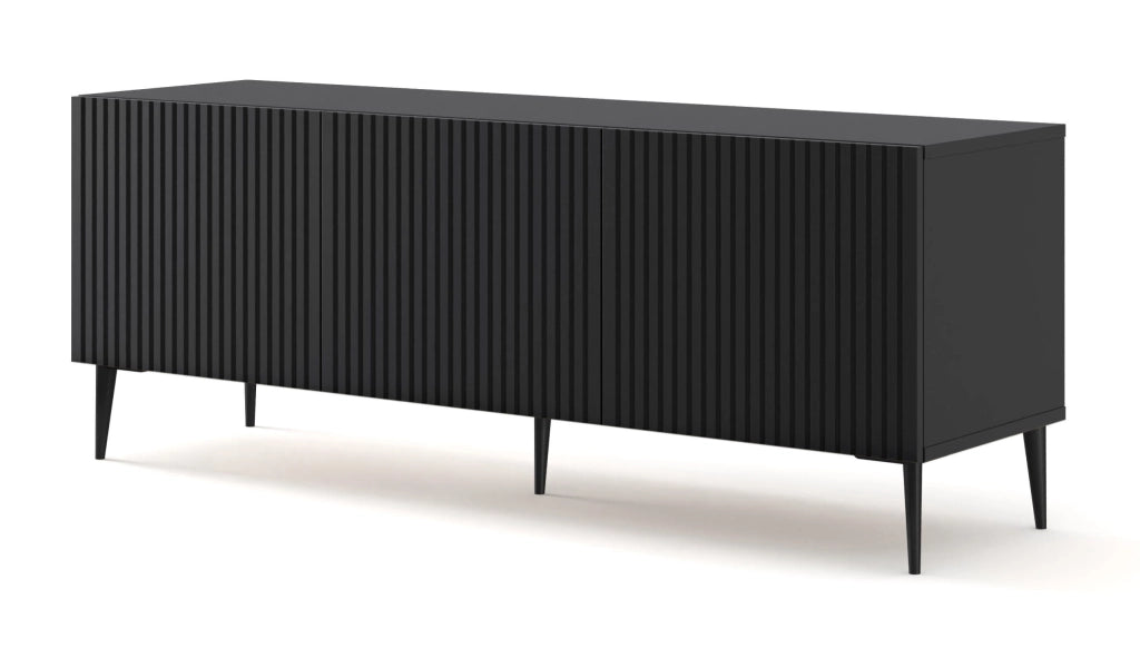 MOBILE RAVENNA B PORTA TV IN MDF RIVESTITO IN FOGLIO 3D 150 NERO OPACO GAMBE NERE
