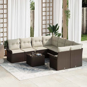 Set Divano da Giardino 9 pcs Marrone e Crema polyrattan 3353967