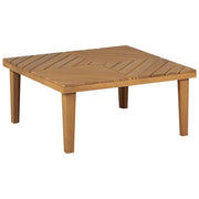 Tavolino da esterno in legno di acacia 70 x 70 cm piano a doghe moderno design naturale