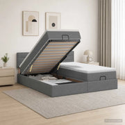 Letto ottomano con materasso 2 pz Grigio Scuro Tessuto 3456678