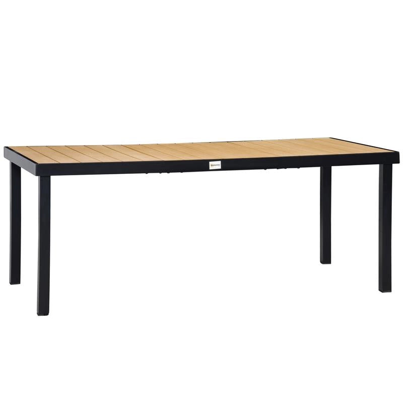 TAVOLO DA GIARDINO PER 8 PERSONE IN ALLUMINIO E PLASTICA 190X90X74 CM NERO
